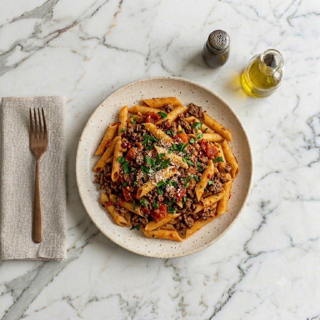 بيني أرابياتا لحم - Penne Arrabbiata Beef
